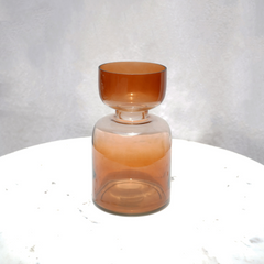 Stylish tall Haze Brown Glass Vase