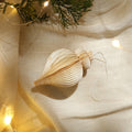 Christmas Ornaments - Off-White & Gold Glitter - Pack of 3
