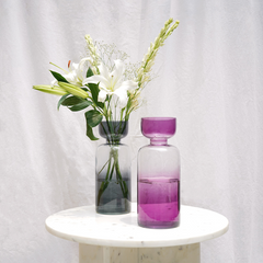 Tinted Glass Vase Grande in grey and lilac color