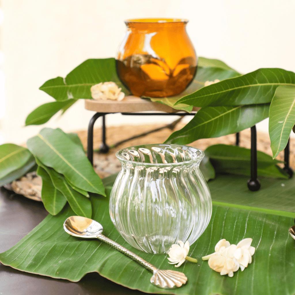 Clear Glass and Terracotta Matka by glass Forest