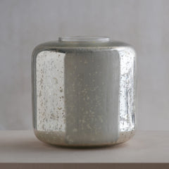 Decorative glass silfr vase with textured surface in silver color