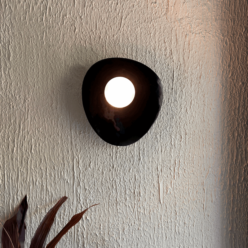 Handcrafted Black Stone Wall Light by Kasto design