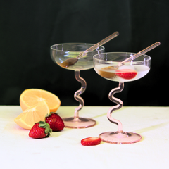 Swirl Cocktail Glasses in amber – handmade cocktail gift set
