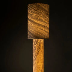 Cleo Stone Sheet Floor Lamp close-up of stone sheet shade detail with warm lighting

