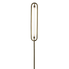 Standing floor lamp with LED strip lighting in gold finish 