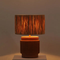 Dune Table Lamp with a textured brown shade & terracotta base 