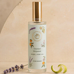 Illume - Room Freshener - 100 ML, Venetian Bergamot spray bottle with gold cap, lavender and lime peel
