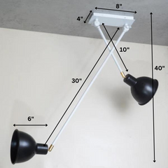 Dimensions mentioned for Contemporary Scandi Two-Arm Pendant Lamp