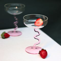 Swirl Cocktail Glasses in pink stem – perfect home bar gift