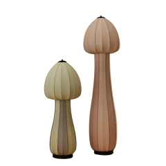 Two unlit fabric Mushroom Floor Lamps in small and large size