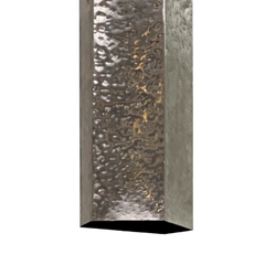 A textured stainless steel wall light with a hammered, dimpled surface and a polished edge, shown against a plain white background.