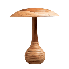 Wooden Belly Table Lamp with a unique design on a transparent background