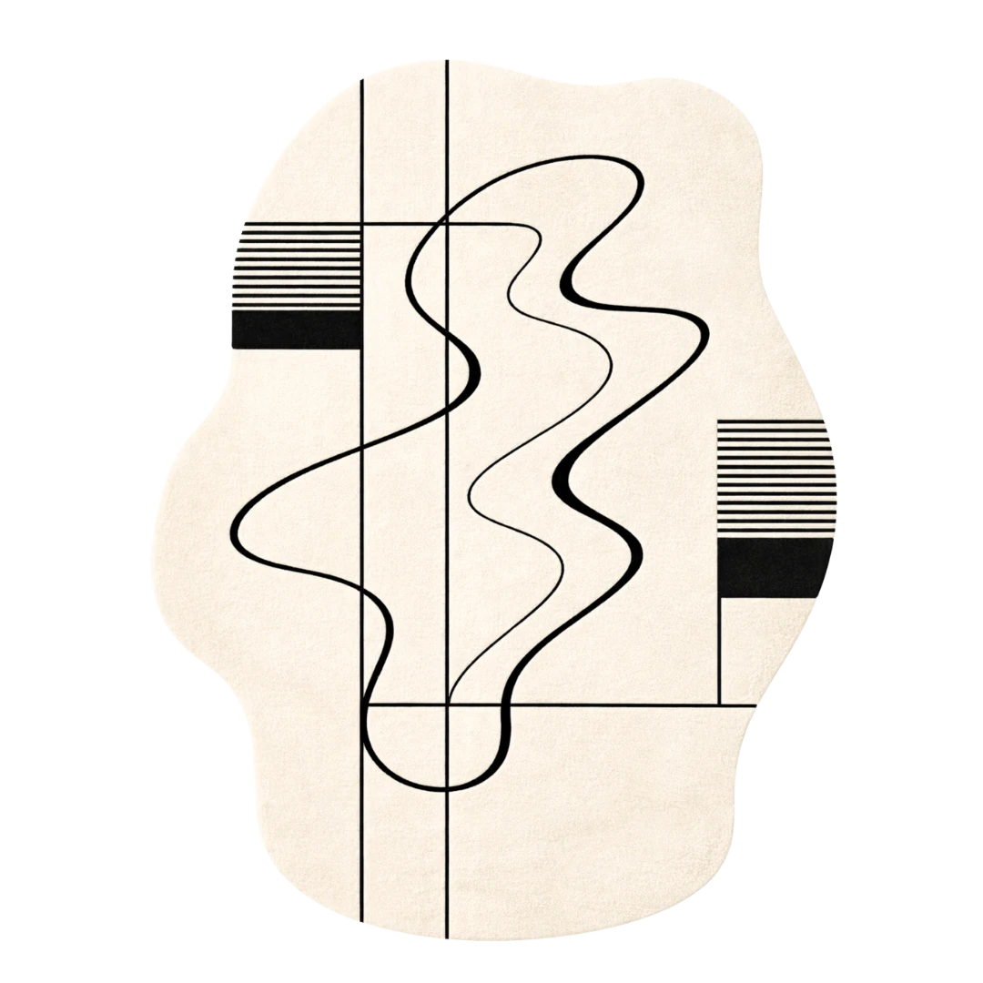 Abstract design with black lines on a beige background