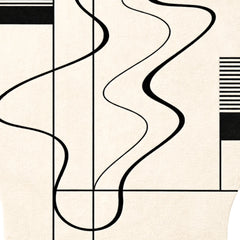 Abstract design with wavy black lines on a beige background