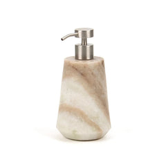 Otel Butterscotch Soap Dispenser - Front View on White Background, Butterscotch Veined Marble