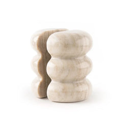 Ripple Bookend,  Pair Front View, Wavy made of Morchana Beige Marble