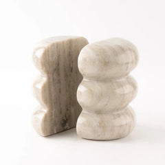 Ripple Bookend - Pair Angled View, Flat Back and Curved Front