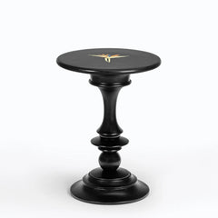 Bird of Paradise - Black side table, full view with black marble top and black finish wood base