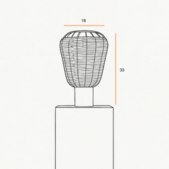 Measurement diagram of a Meiji Table Lamp with dimensions labeled on a white background