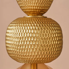 Lagori Black Floor Lamp, close look of Gold textured lamp glass