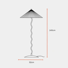 Technical drawing of Wavy Floor lamp with dimensions 