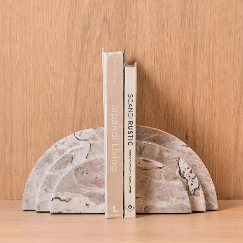Arcway Bookend - Set of 2 - Semi-Circle Pair Holding Two Books, Front View