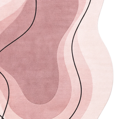 Pink abstract design with wavy lines on a white background