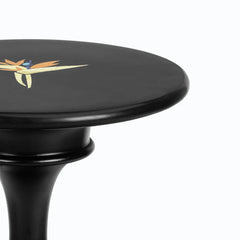 Bird of Paradise - Black, close-up of marble top edge showing stone inlay detail
