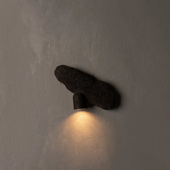 Franca Typology B Wall Light front view in aluminium with LED lighting on a plain background