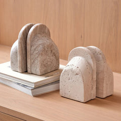 Arch Morchana Bookend - Set of 2 - Two Arched Pairs Styled on Wooden Shelf with Books