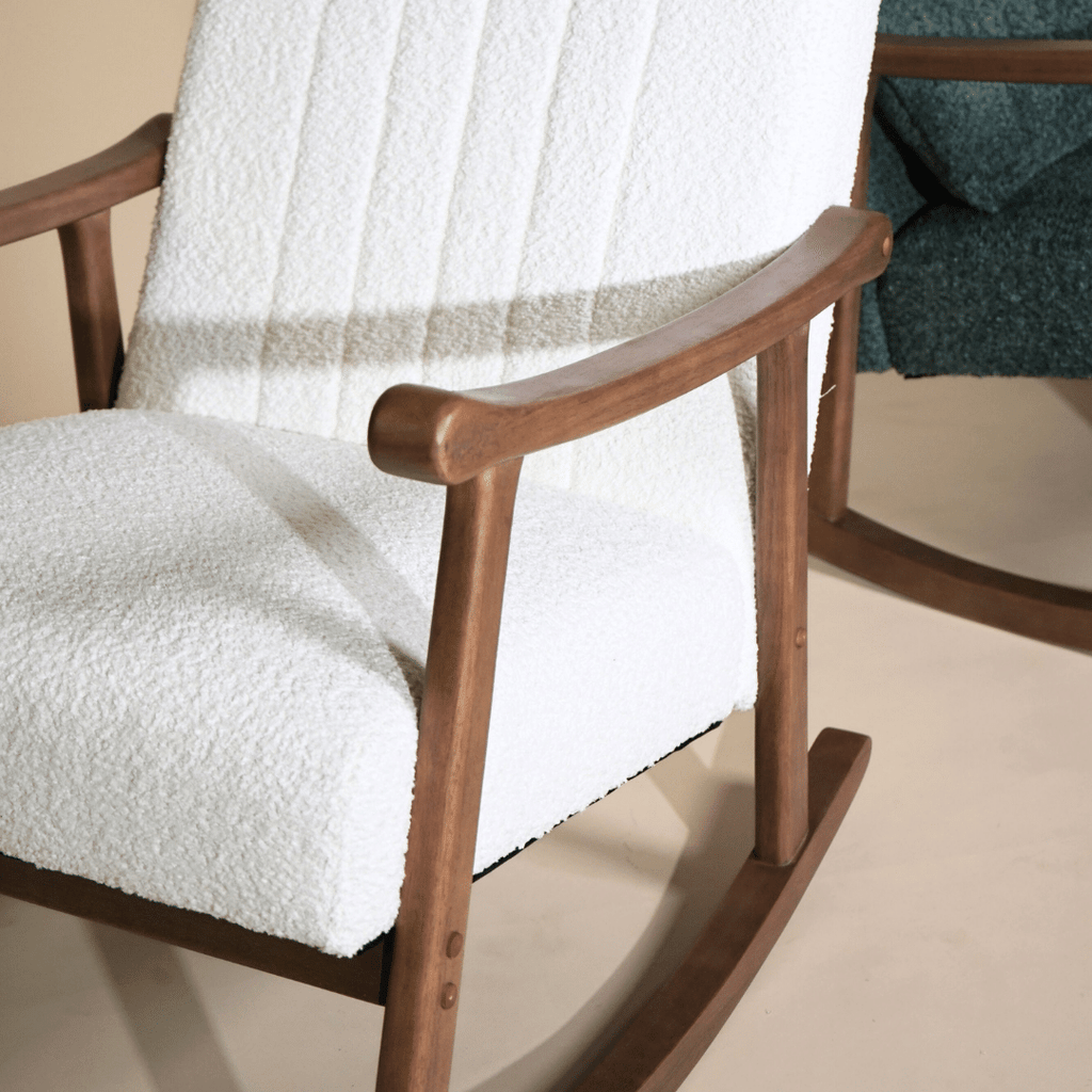 Astra White Bouclé Rocking Chair | Designer Chair – The Living Influence