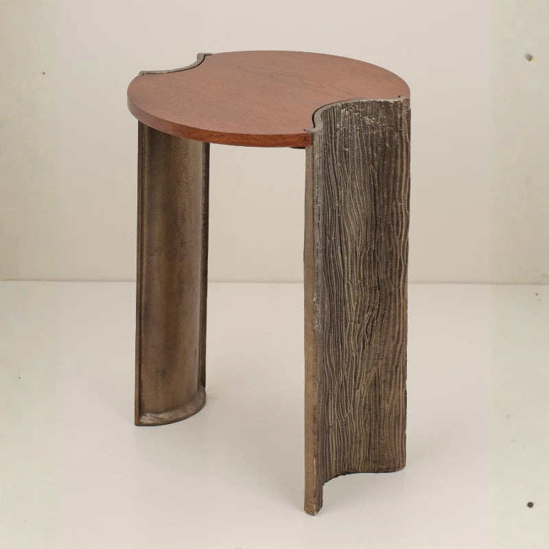 Millen Side Table with walnut top and brass legs