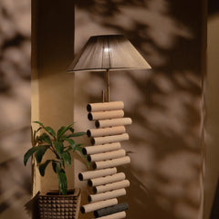 Decorative Floor Lamp illuminated showing warm ambient glow by Keph Design Studio
