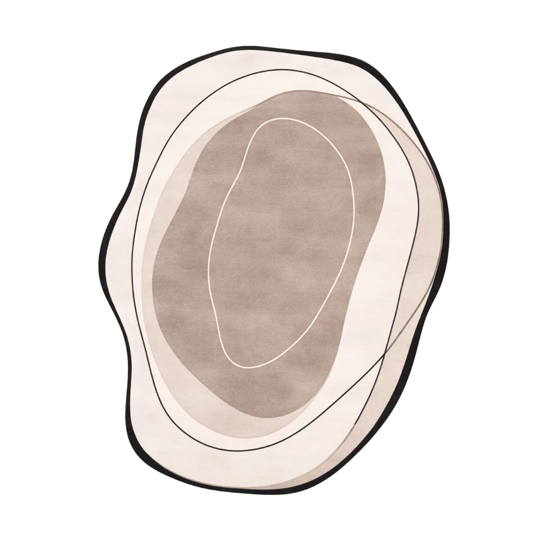 Abstract rug with a unique shape on a white background