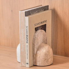 Mysa Bookend - Set of 2 - Holding Larger Books, Side Angle Against Wood Panel