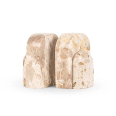 Arcadian Bookend - Set of 2 - Pair on White Background, Layered Arch Form with Natural Stone Flecks