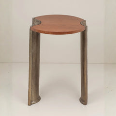 Millen Side Table, round top in dark walnut finish