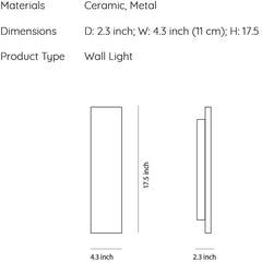 Dimensions mentioned for Vertical Wall sconce