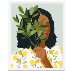 Visual artwork blending botanical elements with portrait styling