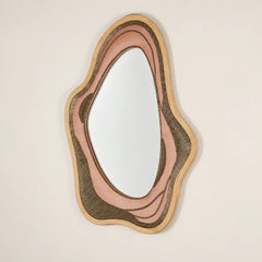 Naura Wall Mirror with beaded silk frame