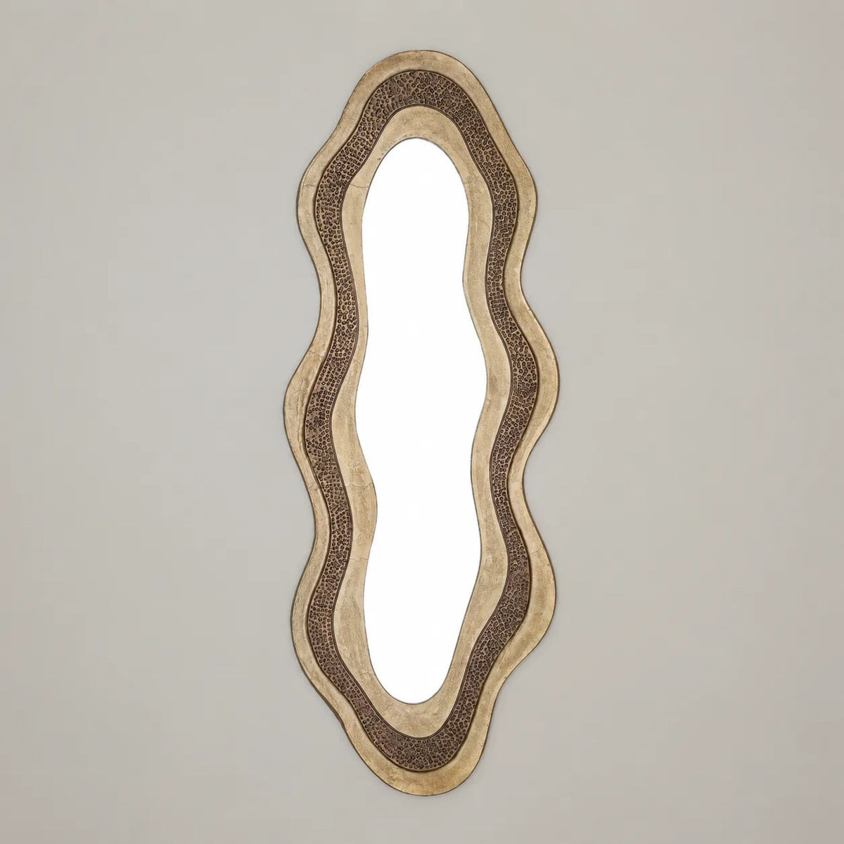 Osric Wall Mirror with tall hammered brass frame