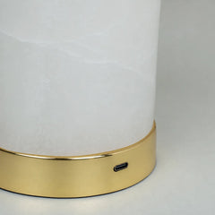 Midas Cylindrical Short portable Lamp with touch control and charging jack. 