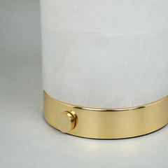 Midas Cylindrical Short Portable Lamp in alabaster and brass