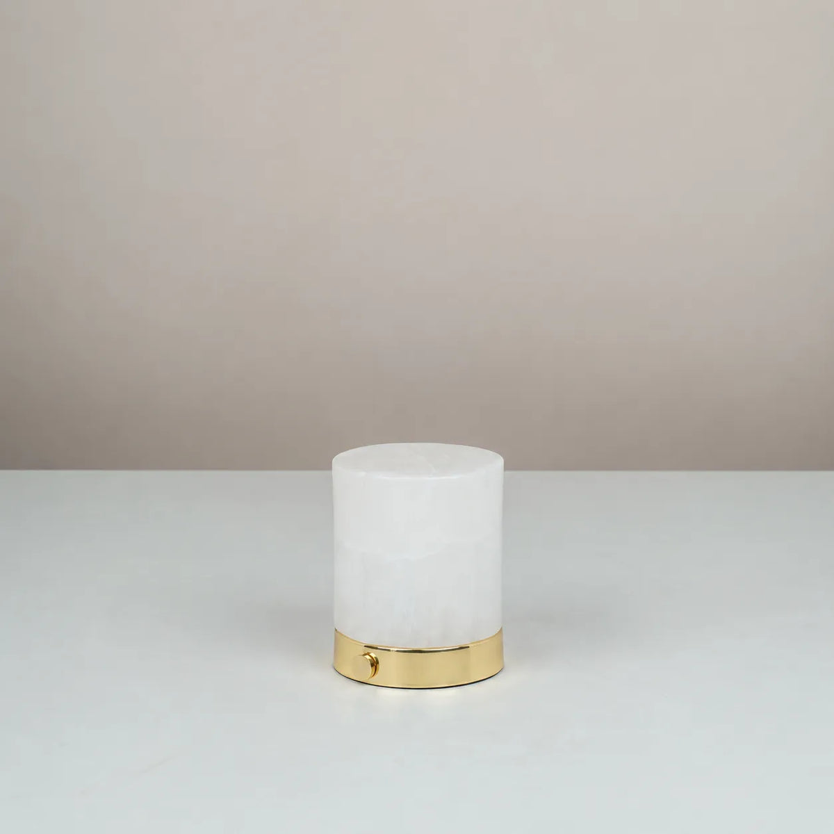 Midas Cylindrical Short Table Lamp in alabaster