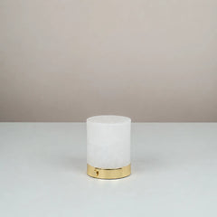 Midas Cylindrical Short Table Lamp in alabaster
