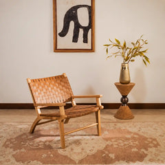 Hermes Lounge Chair in oak with woven leather strips