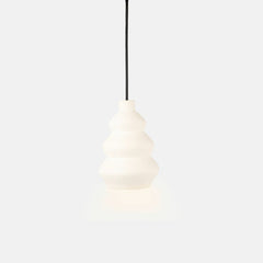 White clay pendant light on a white background