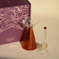 GLASS TALL DIYA & RINGING BELL - AMBER
