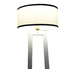 Minimalist Floor Lamp, close view of white lampshade showing warm ambient glow