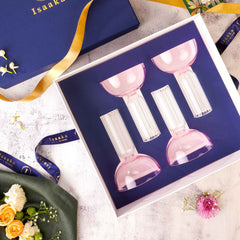 Set of 4 DD Blush Bowl Stem Glasses with Gift Hamper